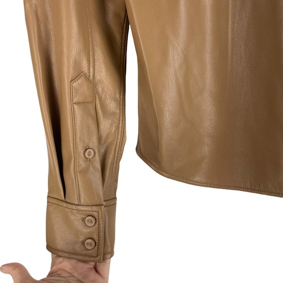 Wilfred Taryn Button Up Shirt Vegan Leather Brown Size S - Picture 7 of 9